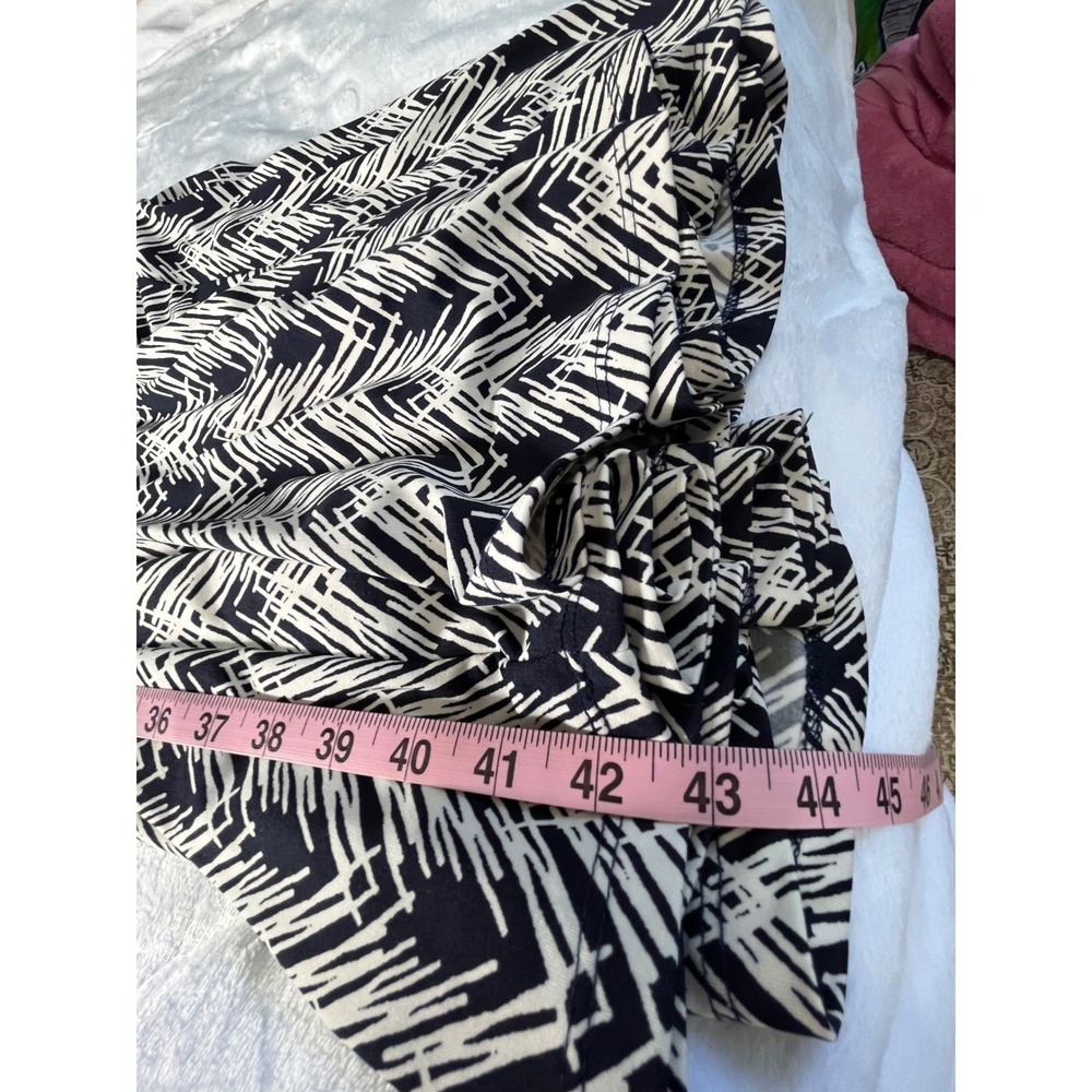 Jody California Midi Dress Womens Large Blue Geometric Chevron Stretch 3/4 Slv - Picture 8 of 8